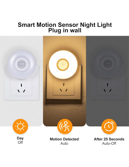 Luces Nocturnas Enchufables YELKO con Sensor de Movimiento - 4 Piezas