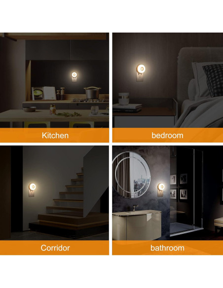 Luces Nocturnas Enchufables YELKO con Sensor de Movimiento - 4 Piezas