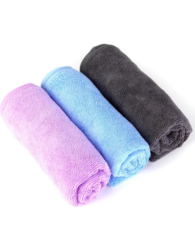 Juego de Toallas de Microfibra Wmiyafff 3 Piezas Azul 35x74 cm