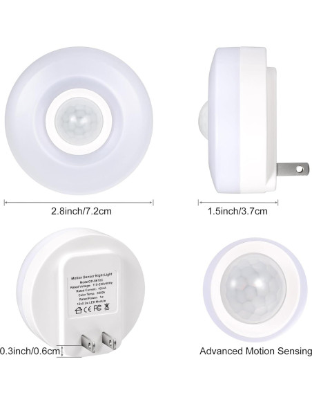 Luces Nocturnas Enchufables YELKO con Sensor de Movimiento - 4 Piezas