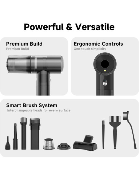 Aspiradora de Coche Mottinhill D120 4-en-1 Sin Cable 15,000Pa
