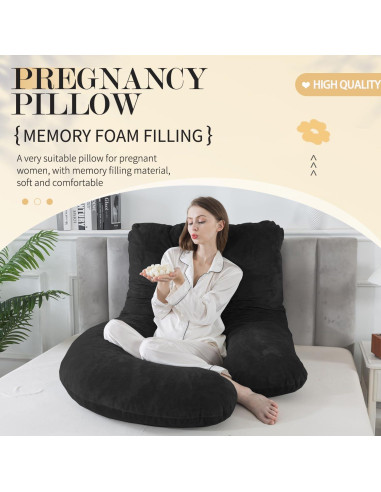 Cojín de Embarazo WhatsBedding J 28x111,8x139,7 cm Negro
