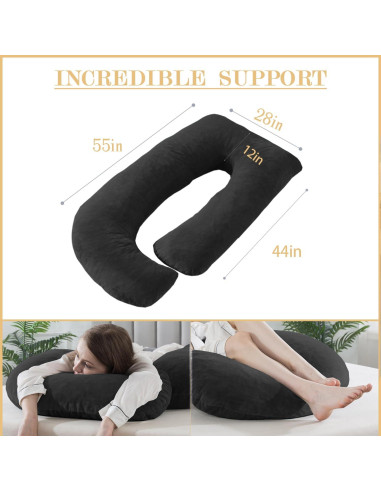 Cojín de Embarazo WhatsBedding J 28x111,8x139,7 cm Negro