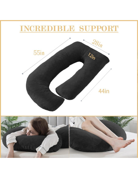 Cojín de Embarazo WhatsBedding J 28x111,8x139,7 cm Negro