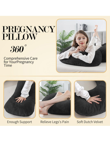 Cojín de Embarazo WhatsBedding J 28x111,8x139,7 cm Negro