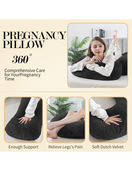 Cojín de Embarazo WhatsBedding J 28x111,8x139,7 cm Negro