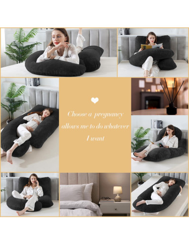 Cojín de Embarazo WhatsBedding J 28x111,8x139,7 cm Negro