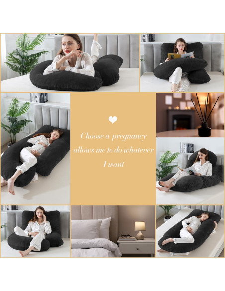 Cojín de Embarazo WhatsBedding J 28x111,8x139,7 cm Negro