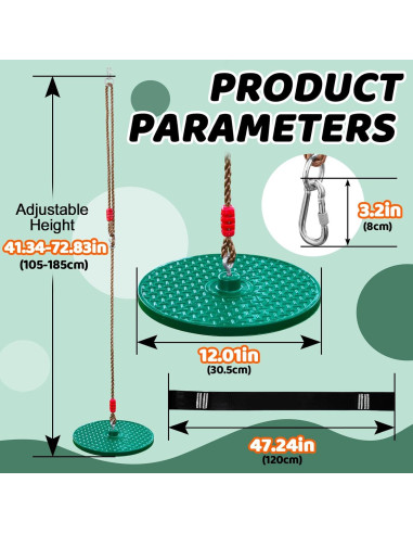 Columpio Giratorio Just.smile 360 para Niños Verde Oscuro
