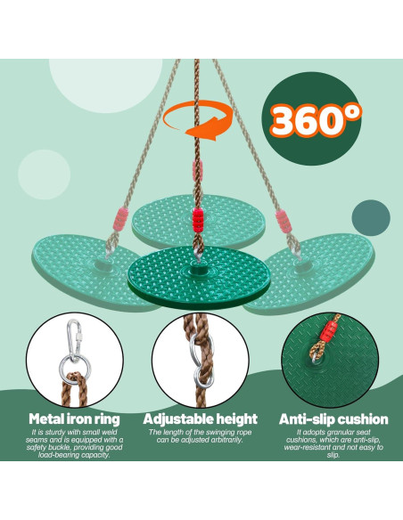 Columpio Giratorio Just.smile 360 para Niños Verde Oscuro
