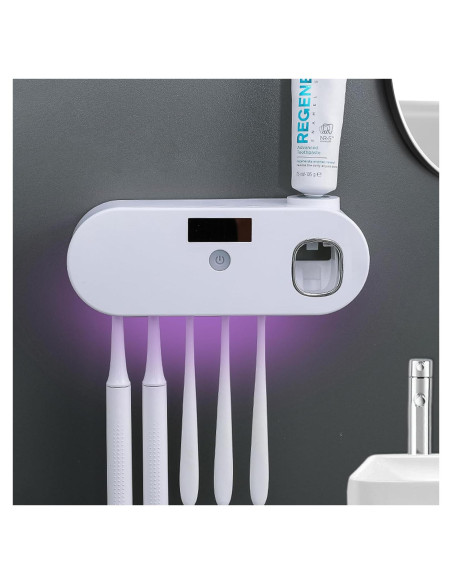 Soporte de Cepillos de Dientes WREWING Blanco con Dispensador