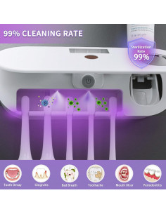 Soporte de Cepillos de Dientes WREWING Blanco con Dispensador 2