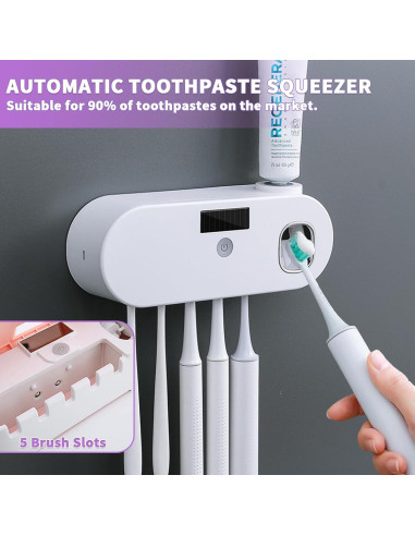 Soporte de Cepillos de Dientes WREWING Blanco con Dispensador