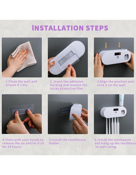 Soporte de Cepillos de Dientes WREWING Blanco con Dispensador