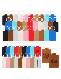 50 Llaveros de Cuero PU Wonderjune 6.5x4 cm Multicolor