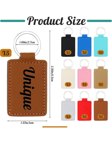 50 Llaveros de Cuero PU Wonderjune 6.5x4 cm Multicolor