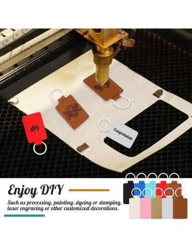 50 Llaveros de Cuero PU Wonderjune 6.5x4 cm Multicolor