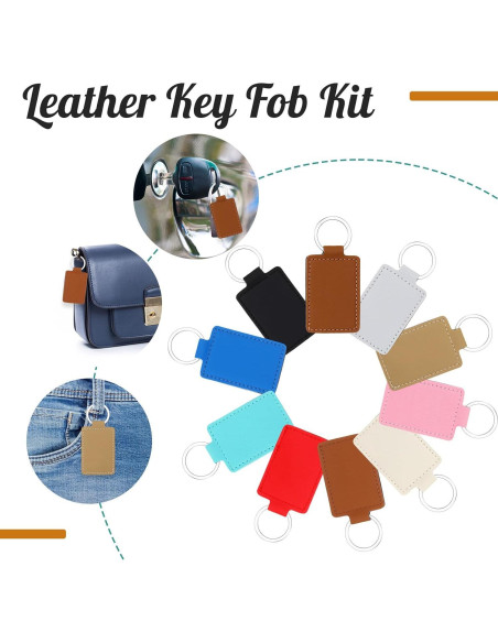 50 Llaveros de Cuero PU Wonderjune 6.5x4 cm Multicolor