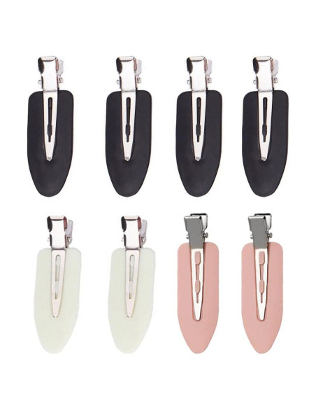 8 Clips para el Cabello Sin Doblado Conpru - Negro, Blanco, Rosa