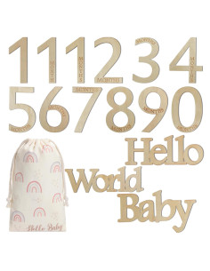 15 Tarjetas de Hitos Mensuales de Madera para Bebés