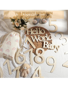 15 Tarjetas de Hitos Mensuales de Madera para Bebés 2