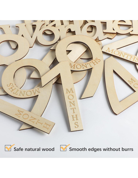 15 Tarjetas de Hitos Mensuales de Madera para Bebés