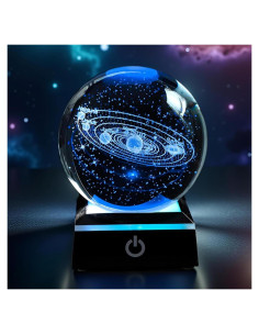 Esfera de Cristal 3D del Sistema Solar CYSdianzi 6cm LED