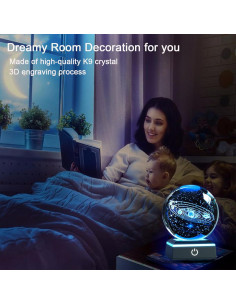 Esfera de Cristal 3D del Sistema Solar CYSdianzi 6cm LED 2