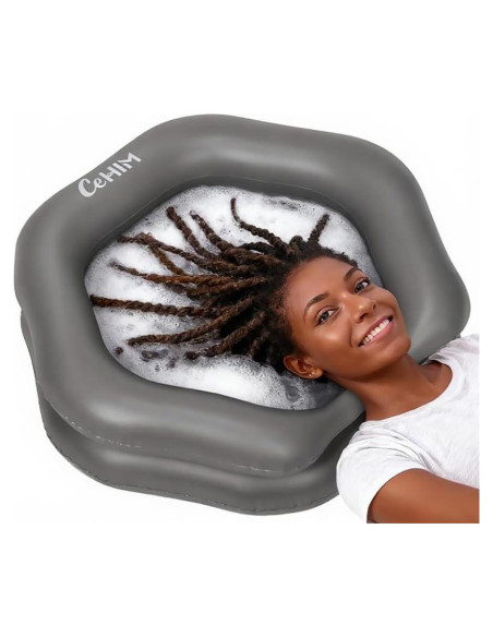 Bañera Inflable de Champú Cehim - Tamaño Grande, Gris, Forma de Pétalo