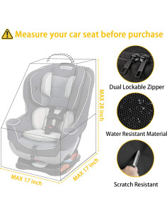 Mochila de Viaje YOREPEK para Asiento de Coche Negro 43x43x71cm 2