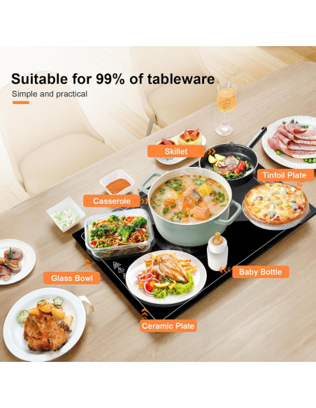 Bandeja Calentadora Eléctrica QEGOON 51x38cm con Termostato