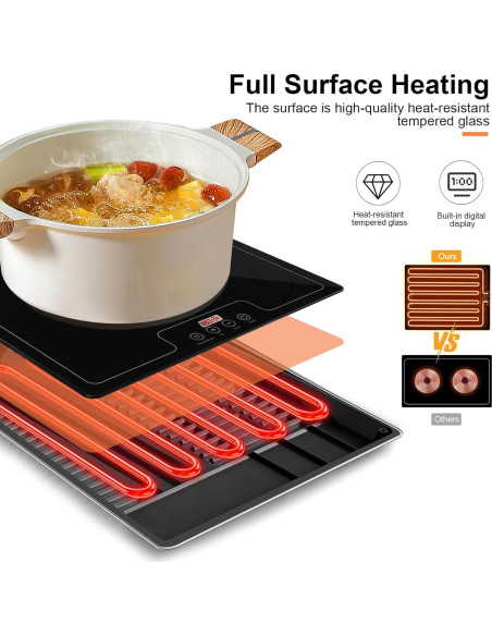 Bandeja Calentadora Eléctrica QEGOON 51x38cm con Termostato