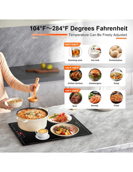 Bandeja Calentadora Eléctrica QEGOON 51x38cm con Termostato