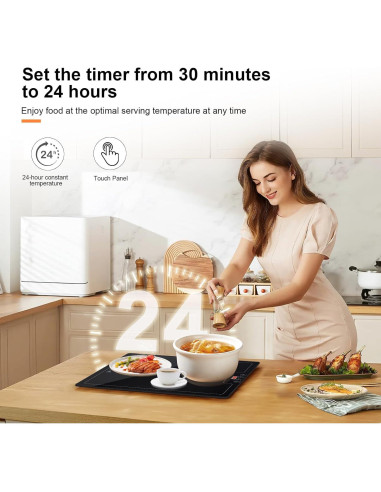 Bandeja Calentadora Eléctrica QEGOON 51x38cm con Termostato