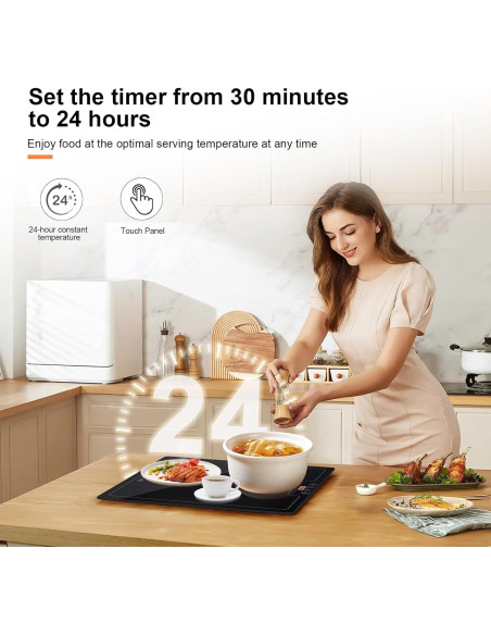 Bandeja Calentadora Eléctrica QEGOON 51x38cm con Termostato