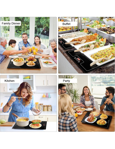 Bandeja Calentadora Eléctrica QEGOON 51x38cm con Termostato