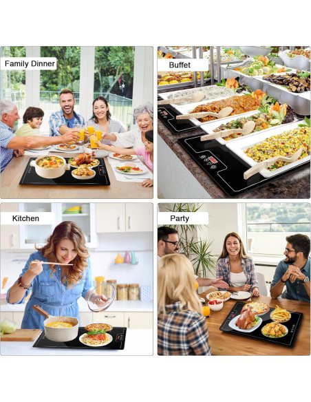 Bandeja Calentadora Eléctrica QEGOON 51x38cm con Termostato