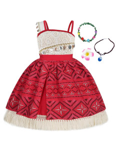 Vestido de Princesa COTRIO para Niñas 3T Rojo Beige con Accesorios