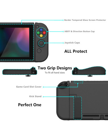 Cubiertas Ergonómicas PlayVital para Nintendo Switch - Negro