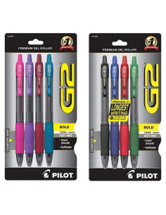 Bolígrafos de Gel Pilot G2 Retráctiles, 1 mm, Paquete de 4