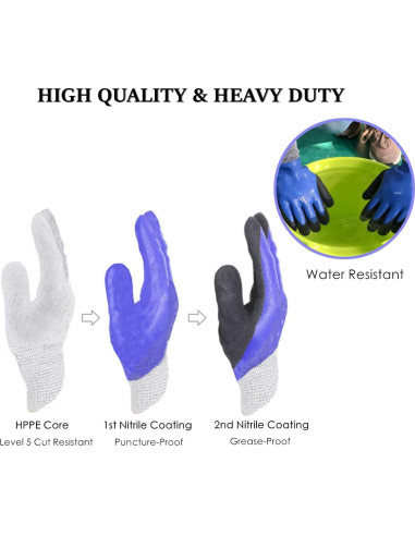 Guantes de Jardinería GLOSAV Medianos Nitrilo Antideslizantes