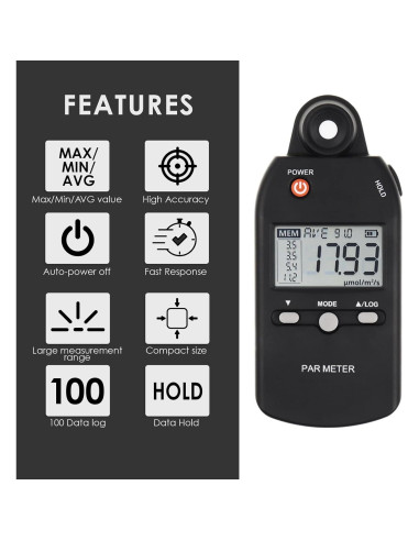 Medidor PAR Quantum DANOPLUS DP-355 para Fotosíntesis 0-5000 mol/m/s