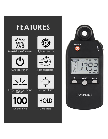 Medidor PAR Quantum DANOPLUS DP-355 para Fotosíntesis 0-5000 mol/m/s