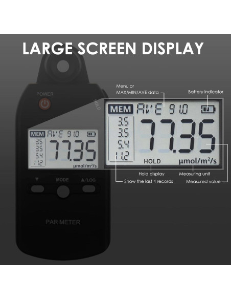 Medidor PAR Quantum DANOPLUS DP-355 para Fotosíntesis 0-5000 mol/m/s
