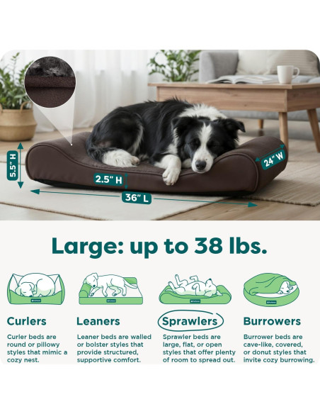 Cama ortopédica Furhaven para perros grandes y medianos - Chocolate