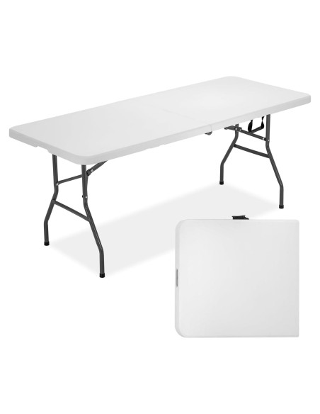 Mesa Plegable Exterior FDW 6 Pies Blanca Rectangular