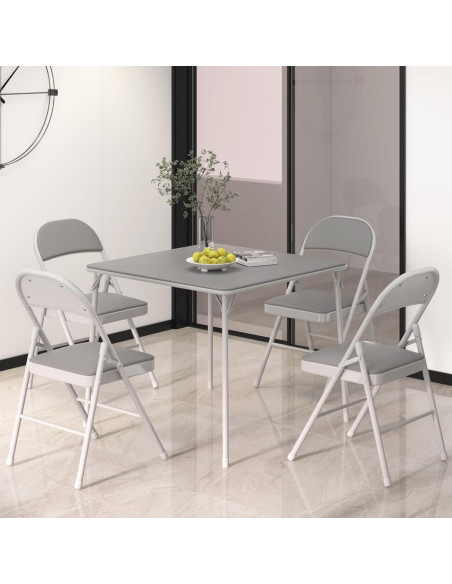 Mesa Plegable VECELO 86 cm Cuadrada Acolchada Gris