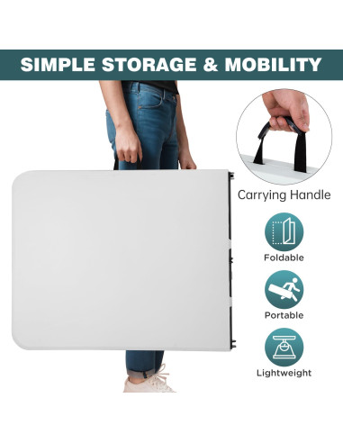 Mesa Plegable Exterior FDW 6 Pies Blanca Rectangular