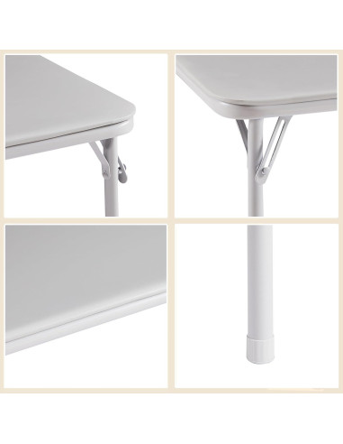 Mesa Plegable VECELO 86 cm Cuadrada Acolchada Gris