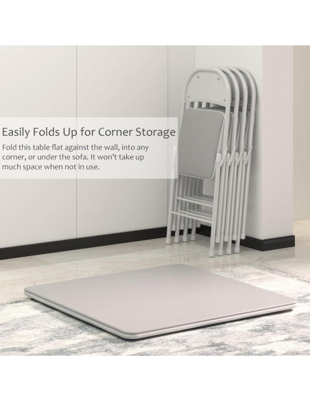 Mesa Plegable VECELO 86 cm Cuadrada Acolchada Gris